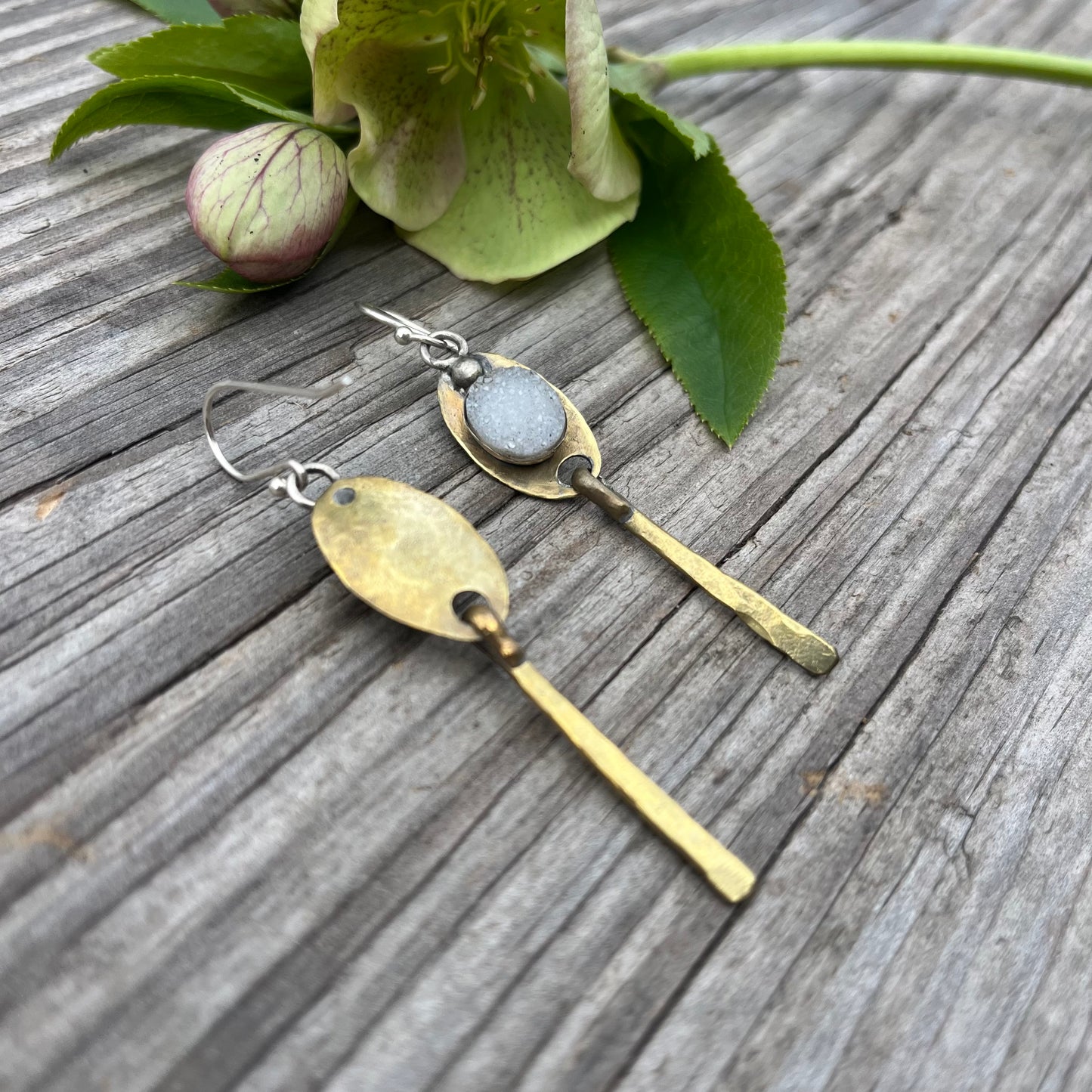 Quartz Crystal Drusy Drop Earring