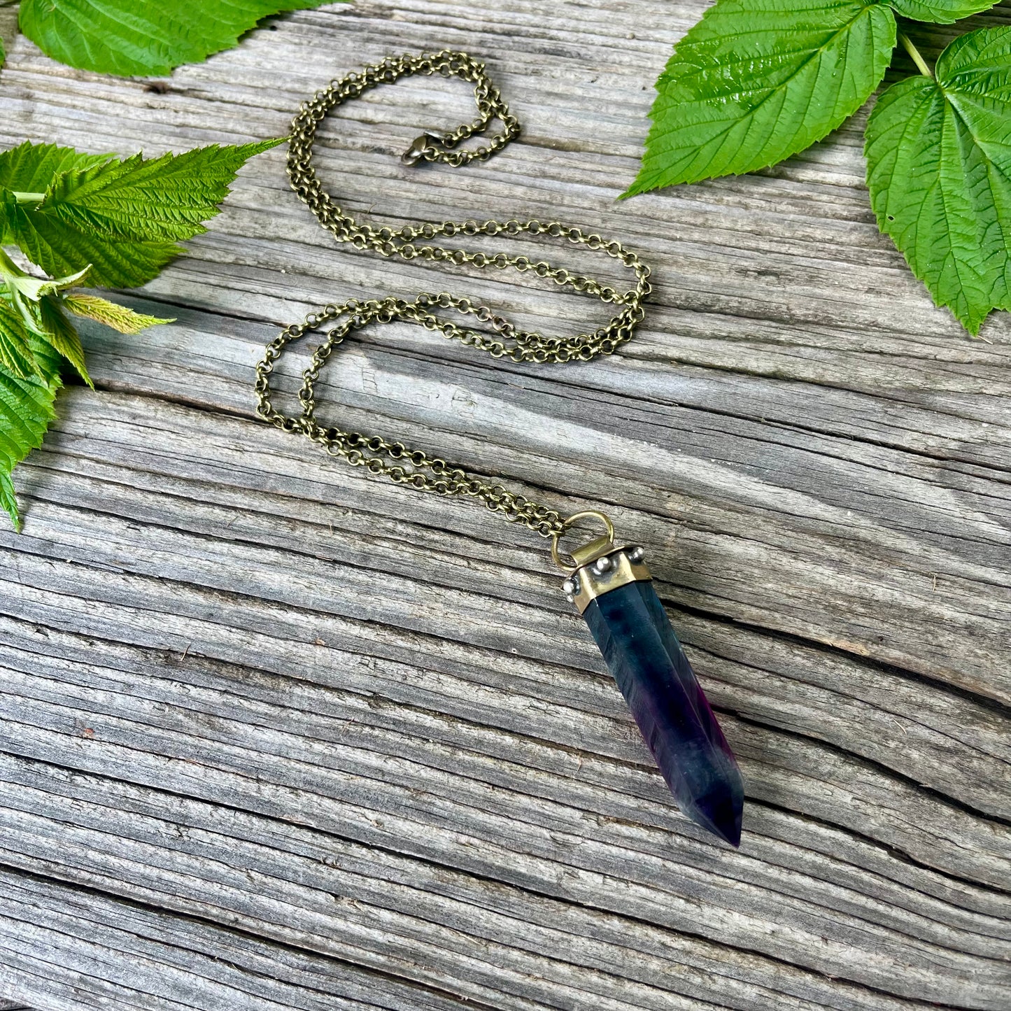 Rainbow Fluorite Crystal Pendant