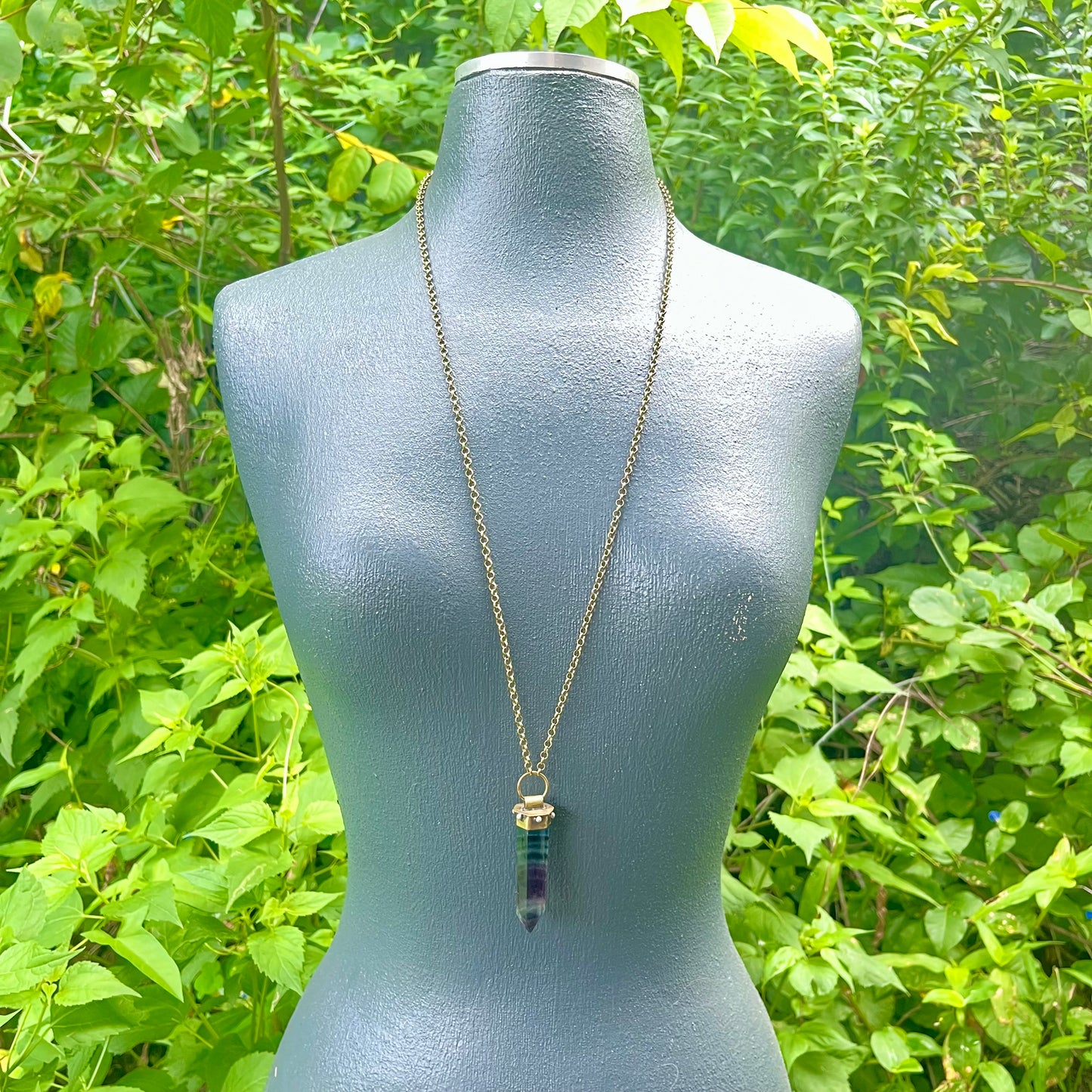 Rainbow Fluorite Crystal Pendant