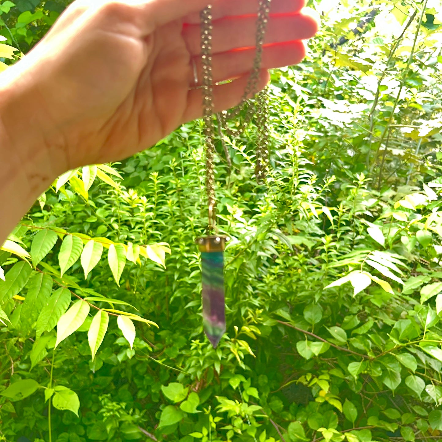 Rainbow Fluorite Crystal Pendant
