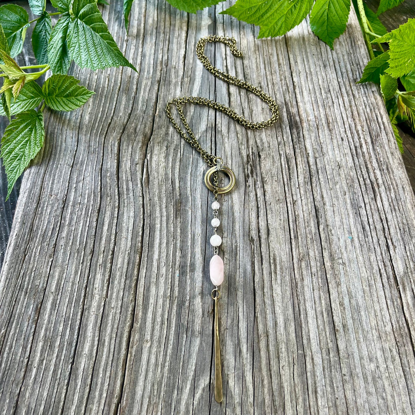 Rose Quartz Lariat Necklace