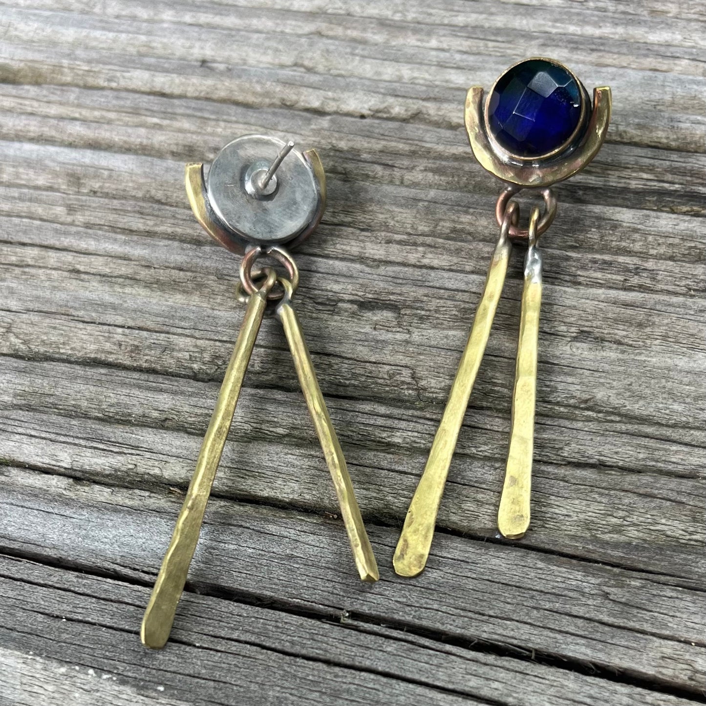 Forged Fringe Abalone Doublet Earring