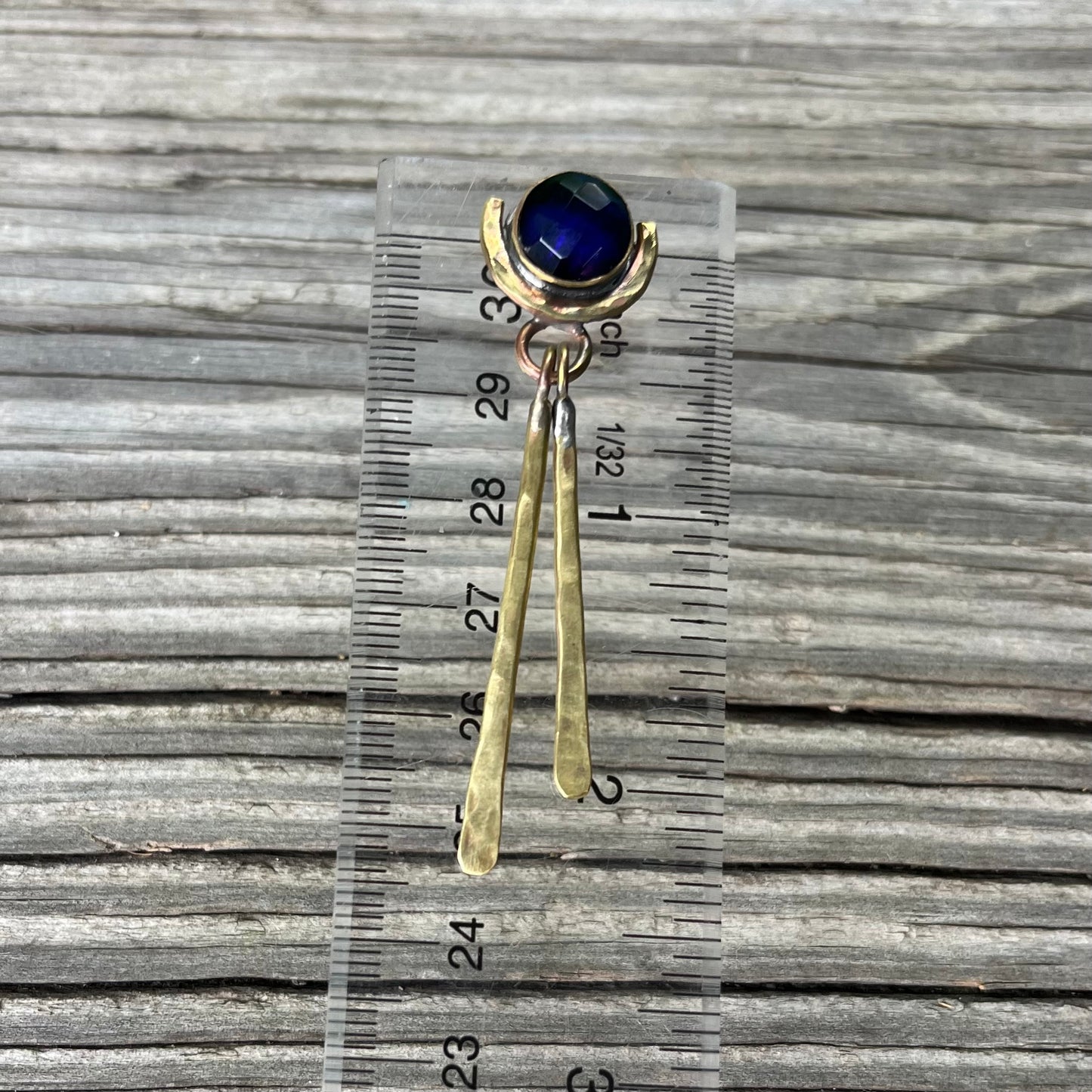 Forged Fringe Abalone Doublet Earring