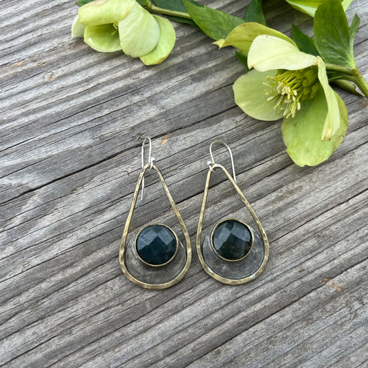 Moss Agate Modern Drop Earring