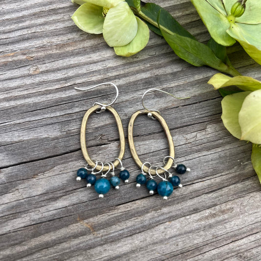 Blue Apatite Hoop Earring