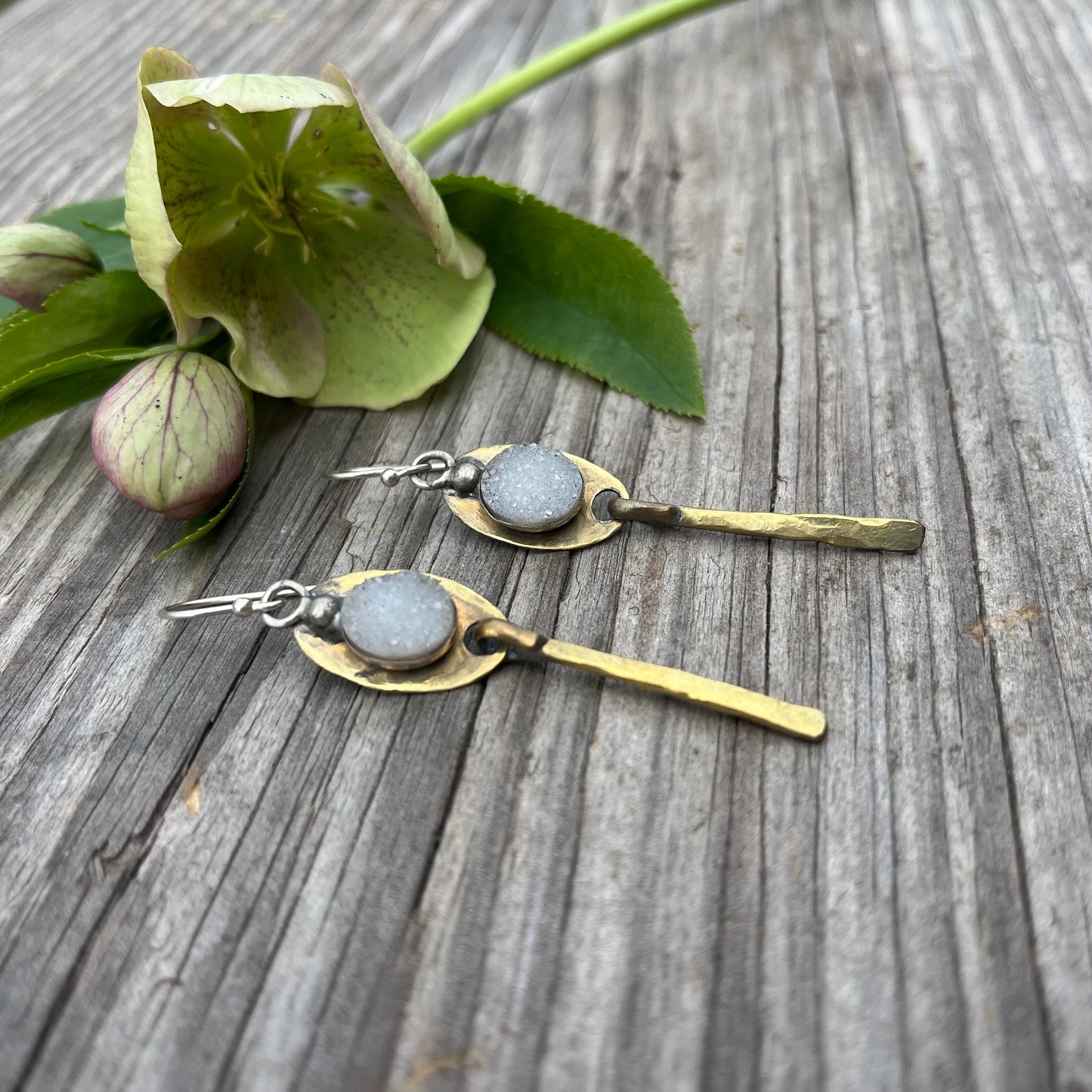 Quartz Crystal Drusy Drop Earring
