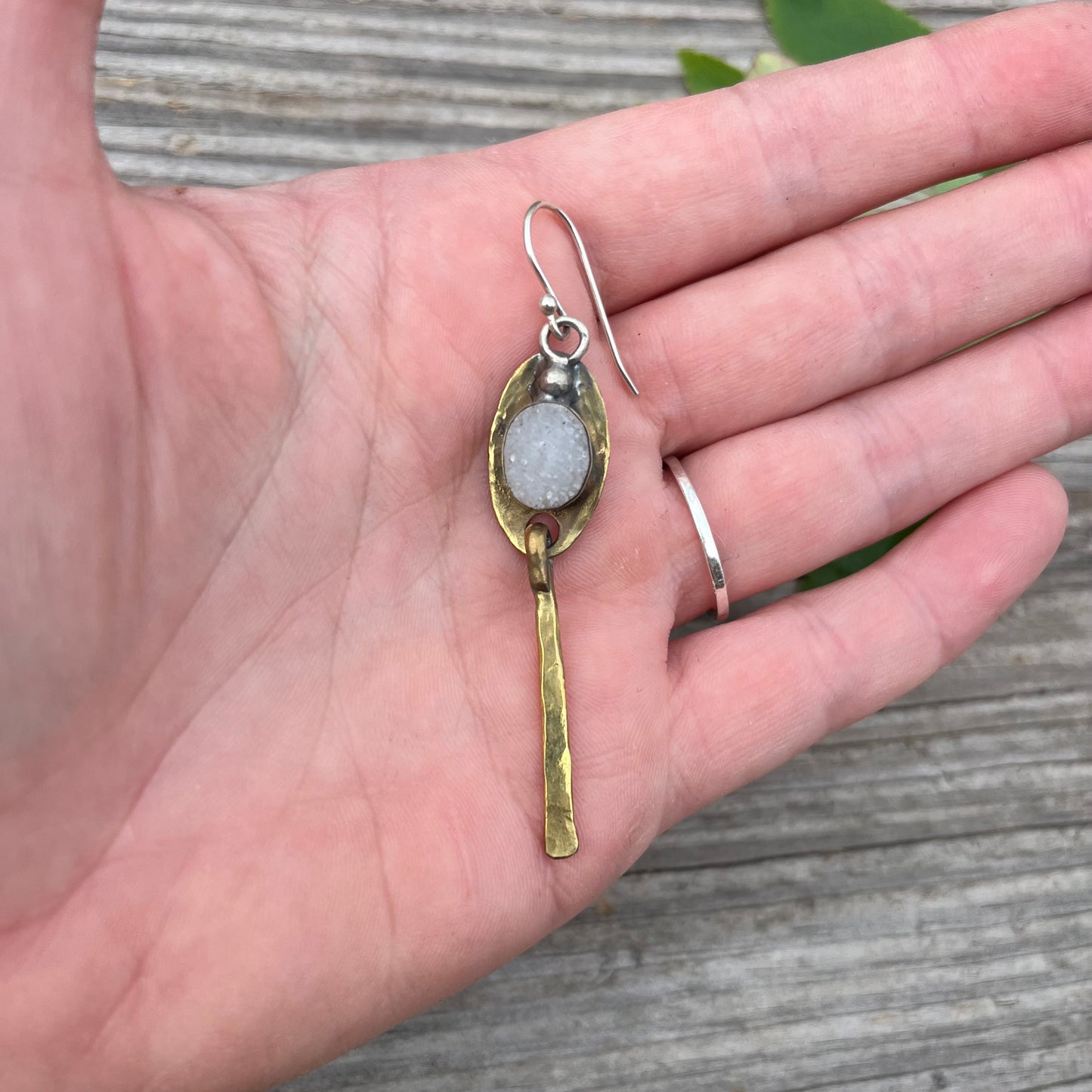 Quartz Crystal Drusy Drop Earring