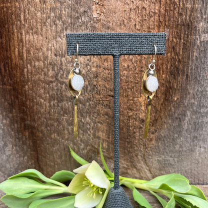 Quartz Crystal Drusy Drop Earring