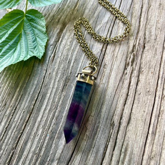 Rainbow Fluorite Crystal Pendant