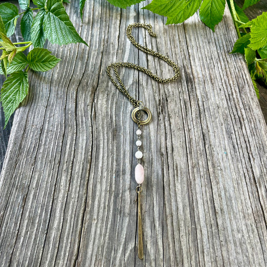 Rose Quartz Lariat Necklace