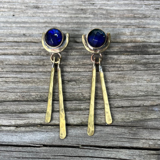 Forged Fringe Abalone Doublet Earring