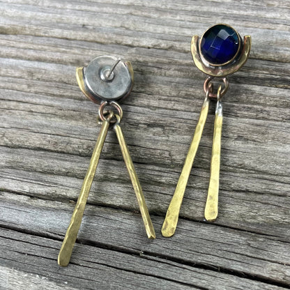 Forged Fringe Abalone Doublet Earring